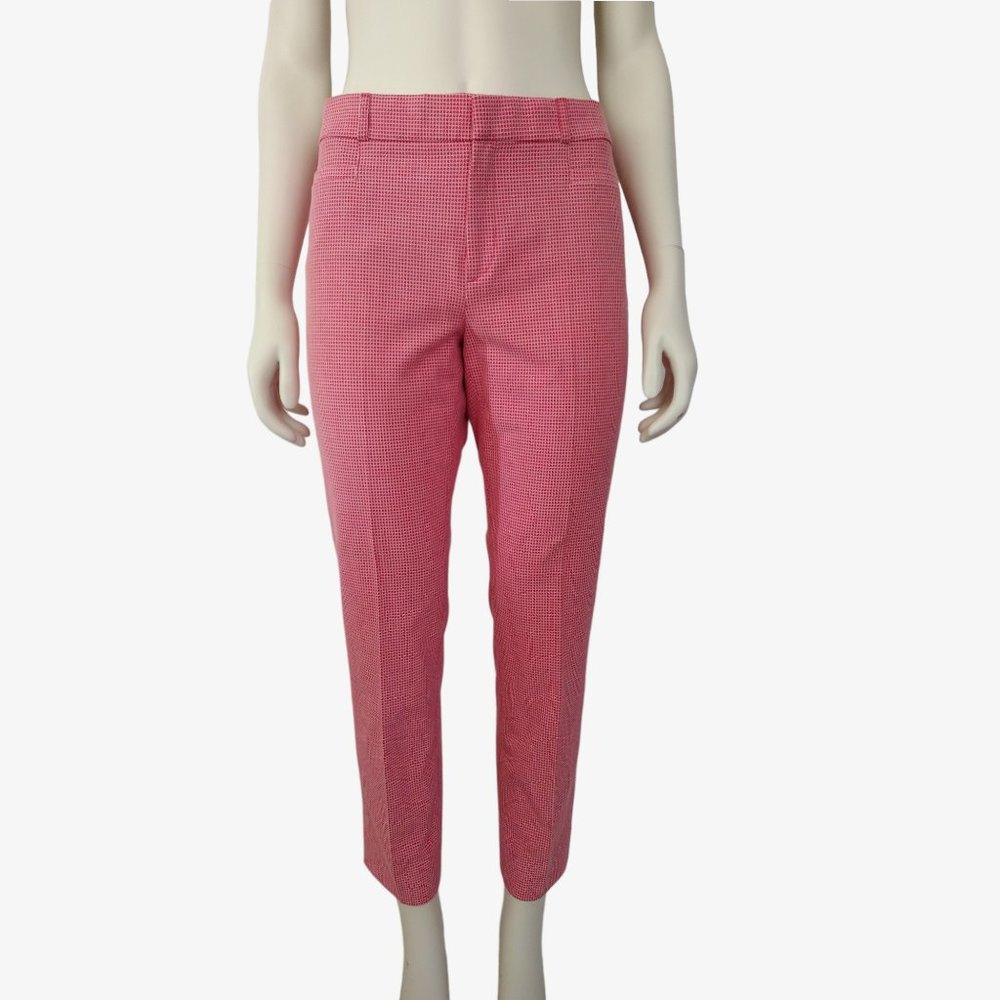 Banana Republic Red Geometric Jacquard Sloan Slim Ankle Pant